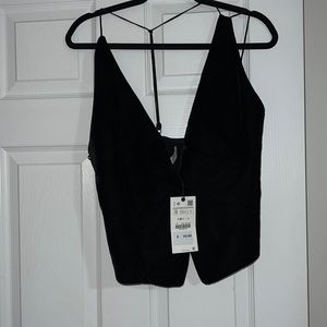 NWT black velvet Zara vest top